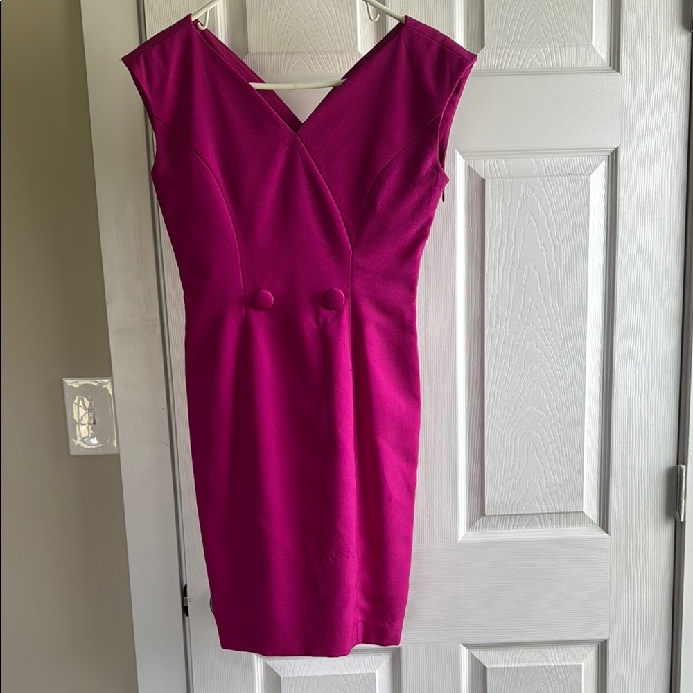 Gillia Pink Sheath Midi Dress V-Neck Sleeveless